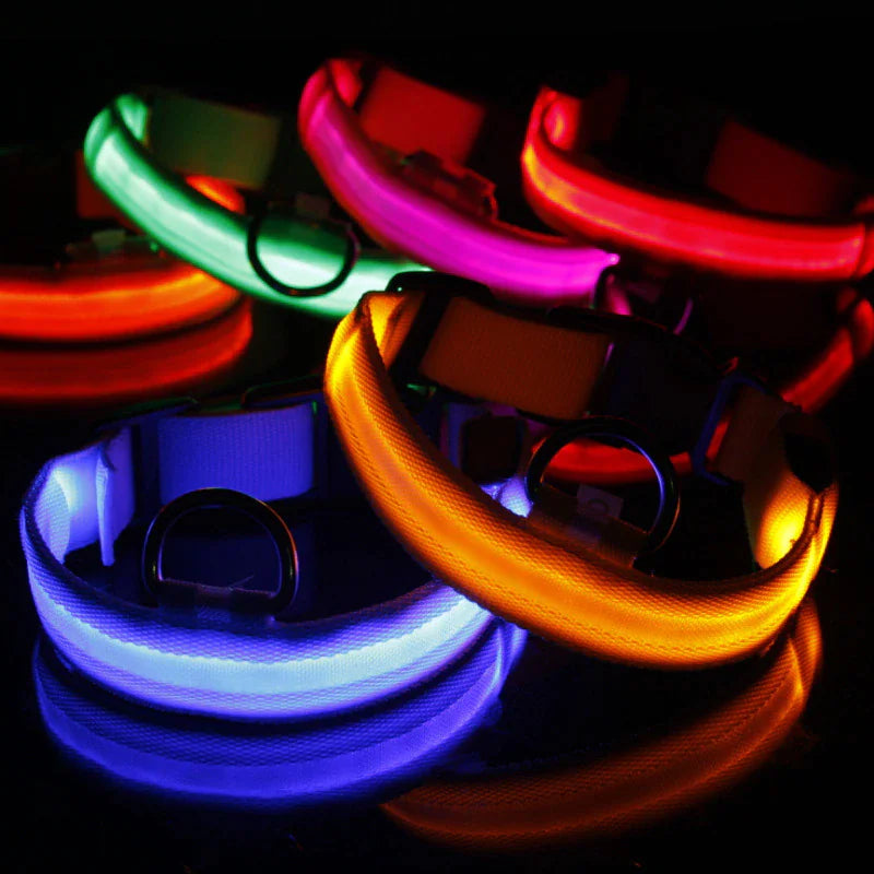 LED Adjustable Dog Collar Blinking Flashing Light Waterproof