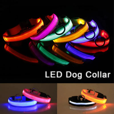 LED Adjustable Dog Collar Blinking Flashing Light Waterproof