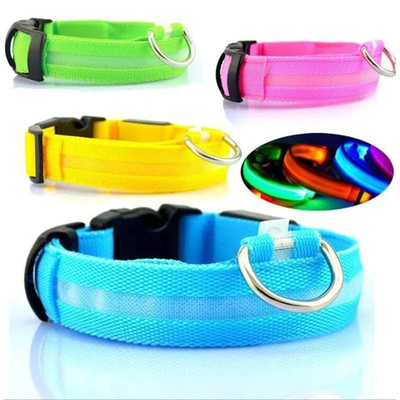 LED Adjustable Dog Collar Blinking Flashing Light Waterproof