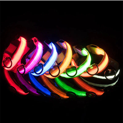 LED Adjustable Dog Collar Blinking Flashing Light Waterproof