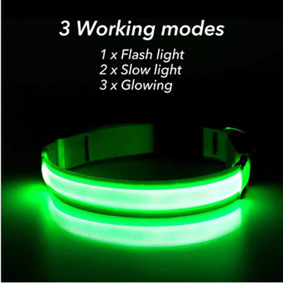 LED Adjustable Dog Collar Blinking Flashing Light Waterproof