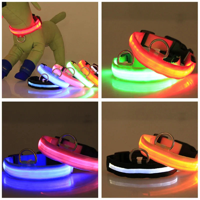 LED Adjustable Dog Collar Blinking Flashing Light Waterproof