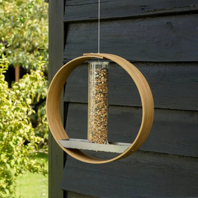 Wooden Circular Hanging Bird Feeder