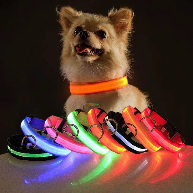 LED Adjustable Dog Collar Blinking Flashing Light Waterproof